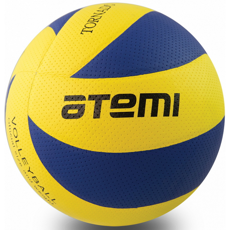 фото Волейбольный мяч atemi tornado, синтетическая кожа pu soft, желт-син р.5
