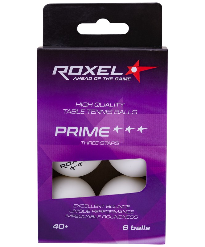Мячи для настольного тенниса Roxel 3* Prime, 6 шт, белый - фото 1