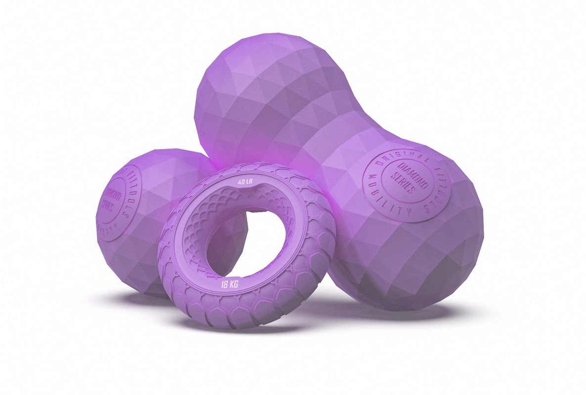 фото Набор из двух массажных мячей с кистевым эспандером original fit.tools ft-sm3st-pp пурпурный