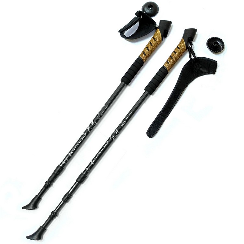 Палки для скандинавской ходьбы телескопическая, 3-х секционная Sportex F18442 серебро - фото 1
