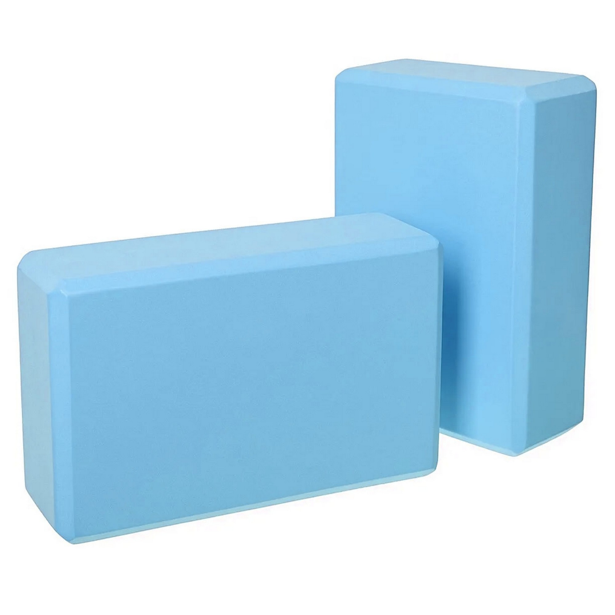 Набор йога блоков полумягких 2 штуки 22,3х15х7,6см Sportex из вспененного ЭВА (E40571) BE300-1 голубой - фото 1