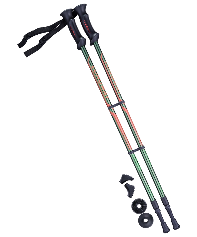 Палки для скандинавской ходьбы Berger Longway, 77-135 см, 2-секционные, тёмно-зеленый/оранж. - фото 1