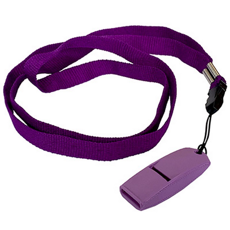 Свисток пластиковый без шарика судейский для зимних видов спорта со шнурком, Россия фиолетовый