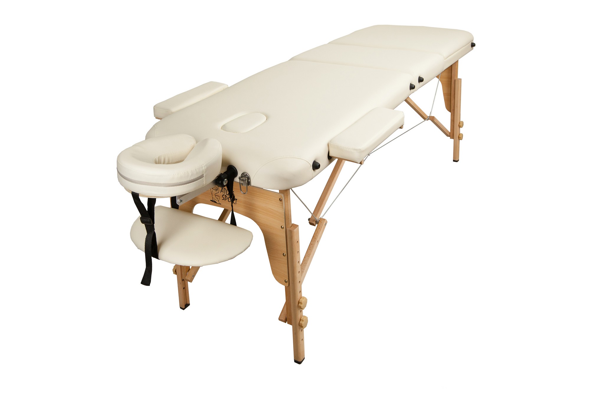 Массажный стол Atlas Sport 70 см складной 3-с деревянный, бежевый