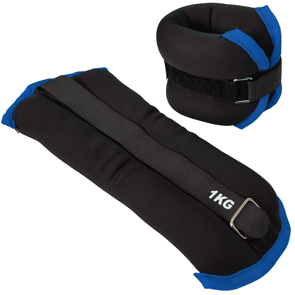 фото Утяжелители (2х1,0кг) sportex alt sport нейлон, в сумке hkaw101-a черный с синей окантовкой