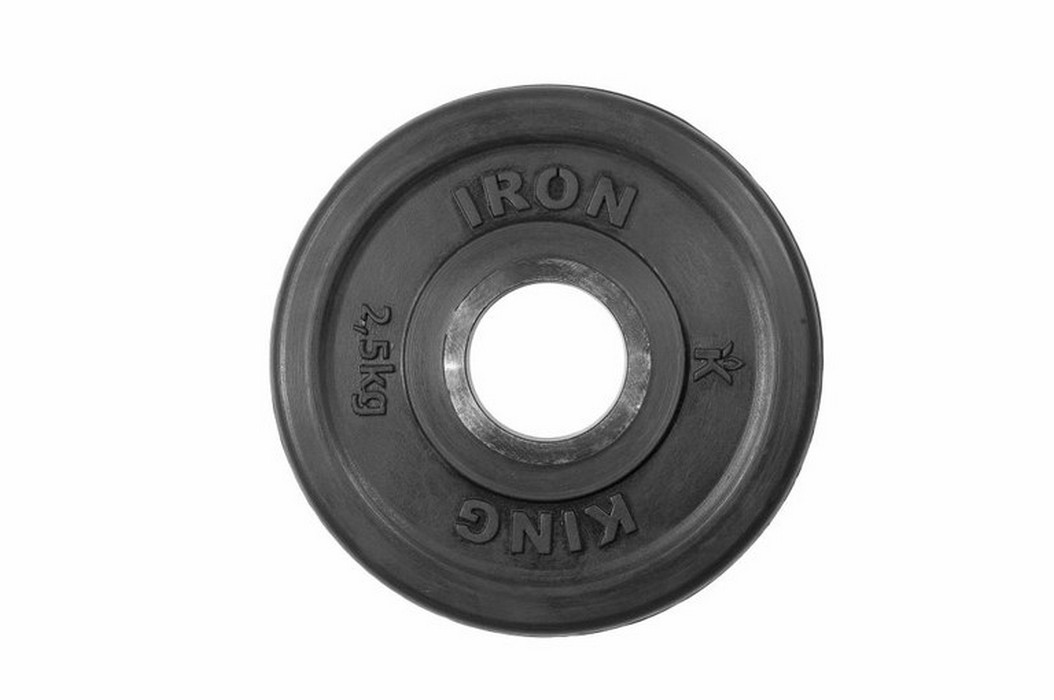 Диск Евро-Классик обрезиненный черный Iron King 2,5 кг, диаметр 51 мм