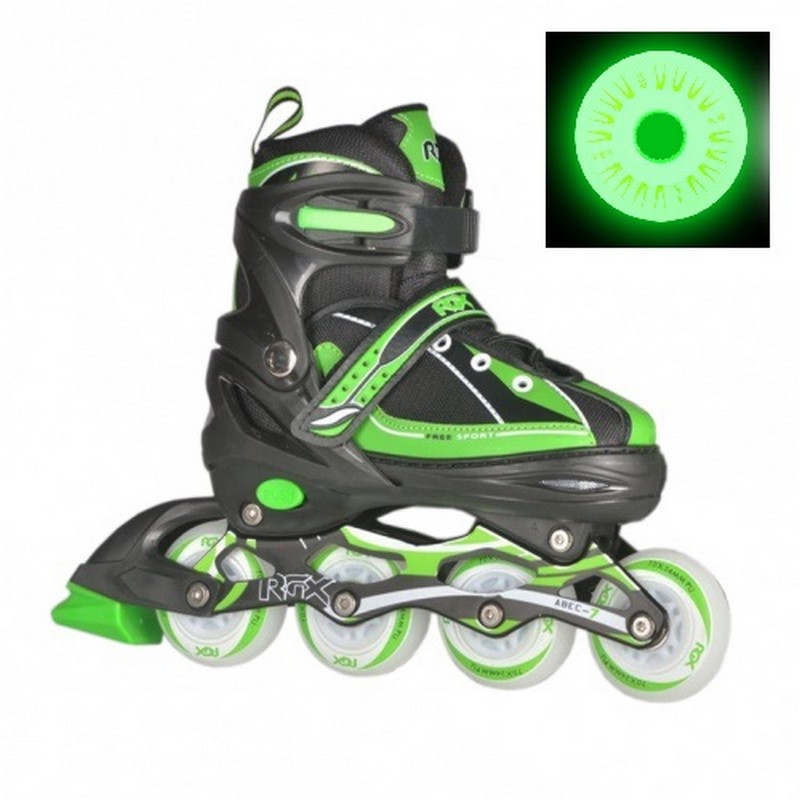 фото Раздвижные роликовые коньки rgx fantom green led подсветка колес