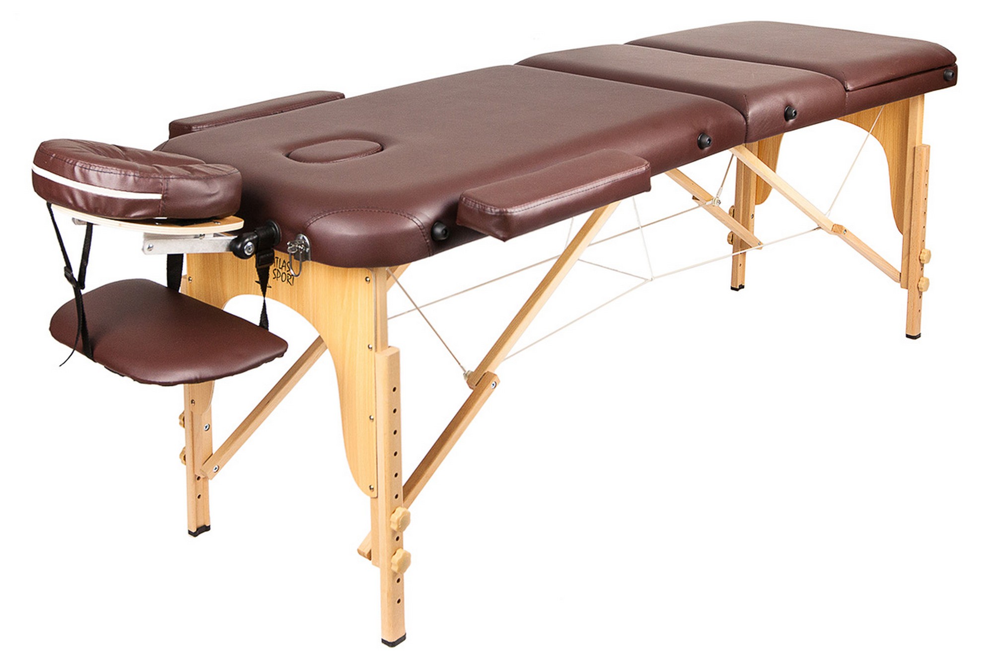 Массажный стол Atlas Sport 70 см складной 3-с деревянный, коричневый