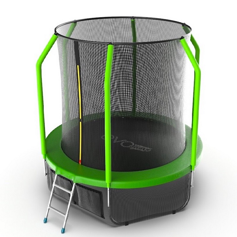 Батут с внутренней сеткой и лестницей EVO Jump Cosmo 6ft + нижняя сеть, зеленый, размер 72