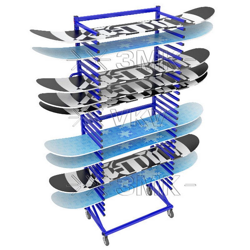 

Стеллаж для сноубордов ЗМК Стандарт на 76 шт, двухсторонний