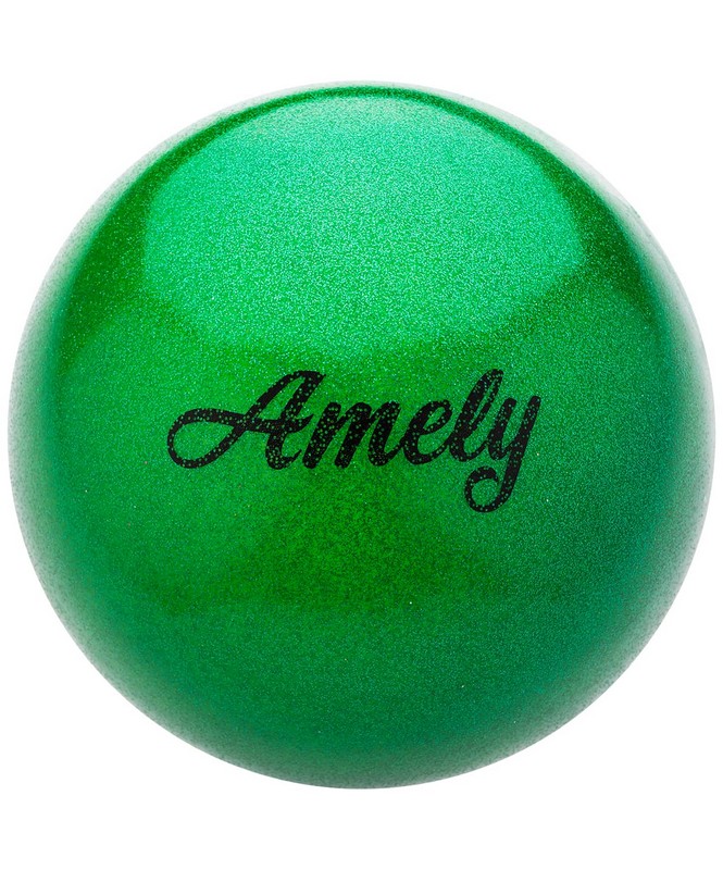 фото Мяч для художественной гимнастики amely d19см agb-103 зеленый, с насыщенными блестками