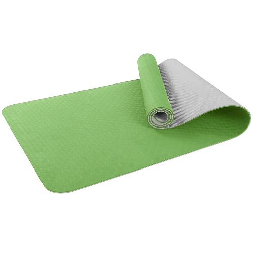 Коврик для фитнеса и йоги Larsen TPE двухцветный зелён/серый р183х61х0,6см