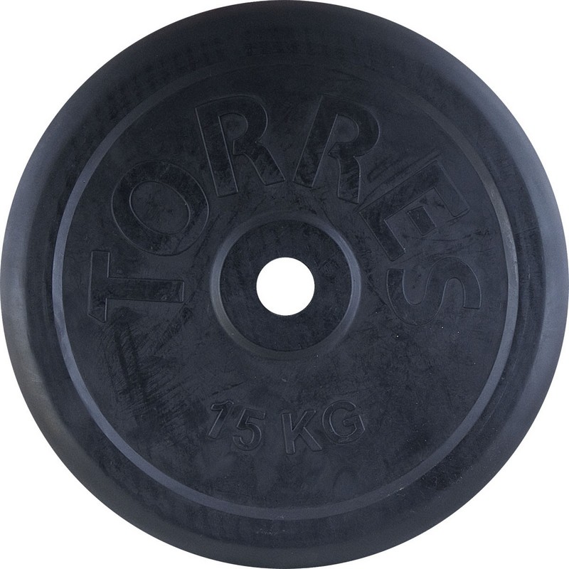 Диск обрезиненный d31 Torres PL506615 15 кг черный - фото 1