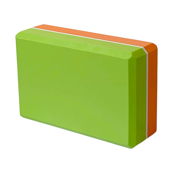 Йога блок полумягкий 2-х цветный (оранжево-зеленый) 223х150х76мм, из вспененного ЭВА E29313-6 - фото 1