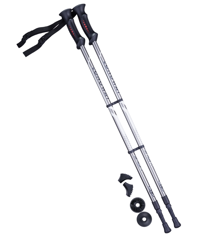 Палки для скандинавской ходьбы Berger Longway, 77-135 см, 2-секционные, серый/чёрный - фото 1