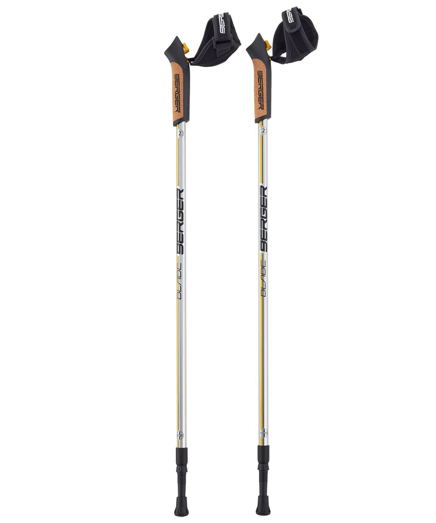 Скандинавские палки Berger Blade 2-секционные, 77-135 см, серебристый\желтый\черный - фото 1